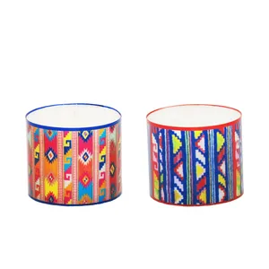 شمع مدل استوانه گلیم کد 01 مجموعه 2 عددی