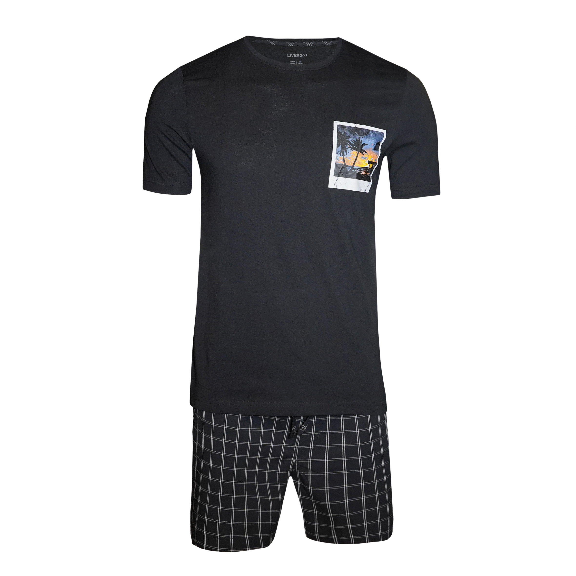 ست تی شرت و شلوارک مردانه لیورجی مدل 2172