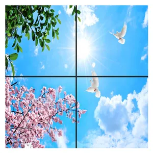 تایل سقفی آسمان مجازی طرح گل و برگ کد 0100 سایز 60x60 سانتی متر مجموعه 4 عددی