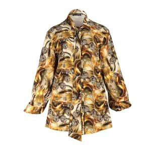 بلوز آستین بلند زنانه مدل یقه کرواتی طرح الماس