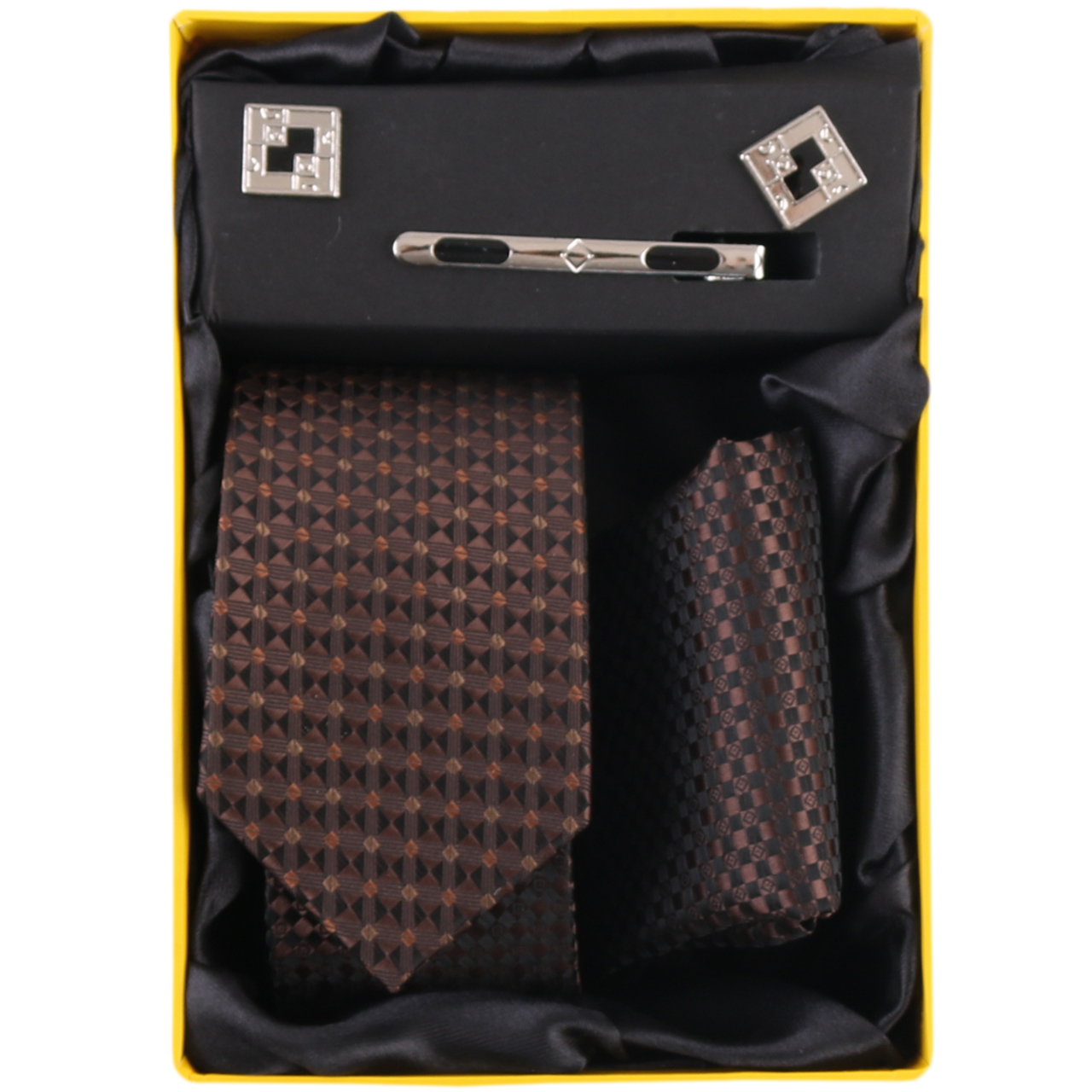 ست کراوات و دستمال جیب و دکمه سردست مردانه فرانکو فروزی مدل F-101835