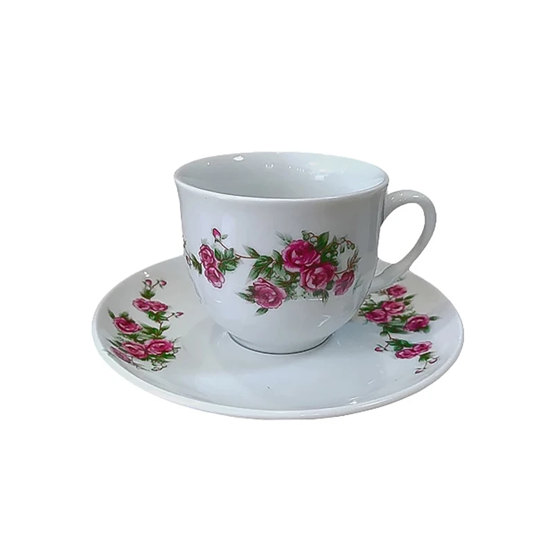 ست فنجان و نعلبکی مرجان مدل گلسرخی کد 1002