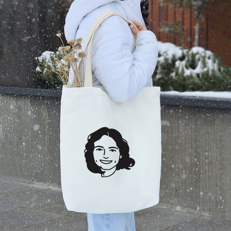 ساک خرید پارچه ای خندالو طرح پرتره دختر مدل توت بگ کد 6633