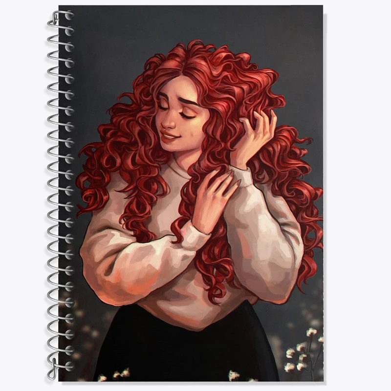 دفتر زبان 50 برگ خندالو مدل سه خط طرح دختر مو فرفری کد 28795