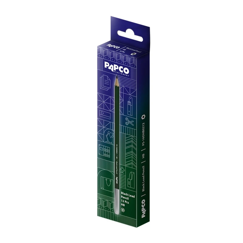 مداد مشکی پاپکو با درجه سختی HB کد -PS-16OHB0212 بسته 12عددی