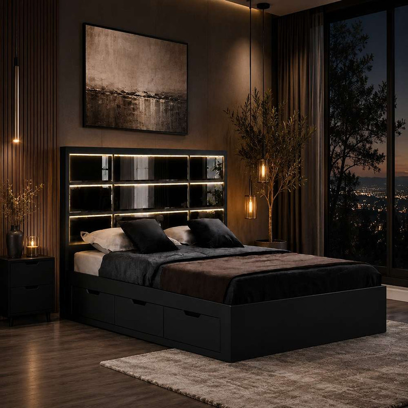 تخت‌خواب ملامینه یک و نیم نفره تخت خواب توپولون مدل آینه شیار سایز 120 * 200 سانتی‌متر