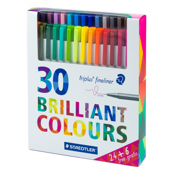 روان نویس استدلر کد 334C30P مدل Triplus Fineliner Brilliant Colours بسته 30 عددی