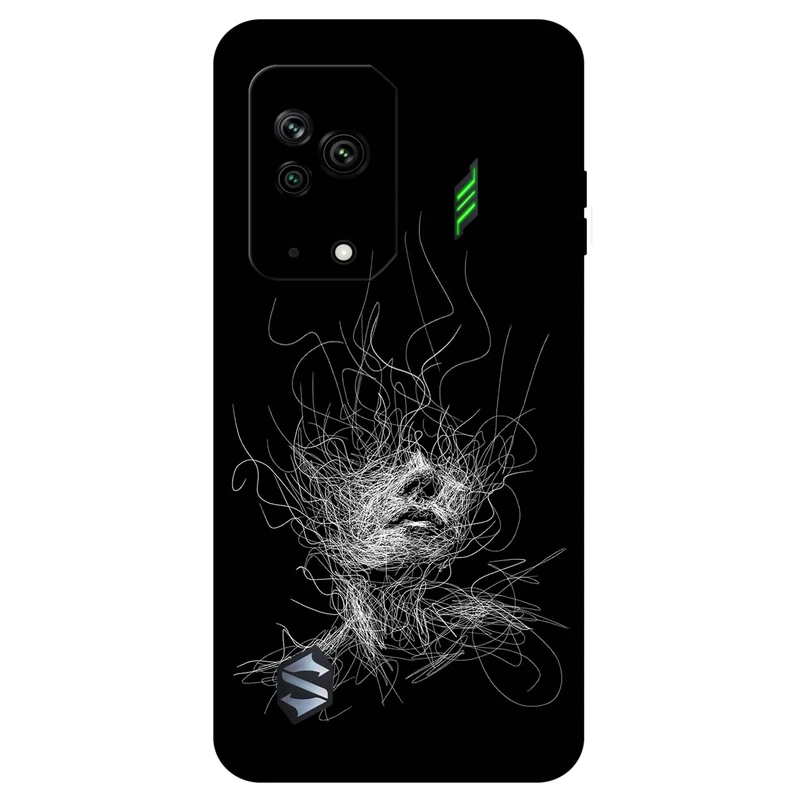 کاور مگافون طرح اسکچ صورت مدل 7423 مناسب برای گوشی موبایل شیائومی Black Shark 5