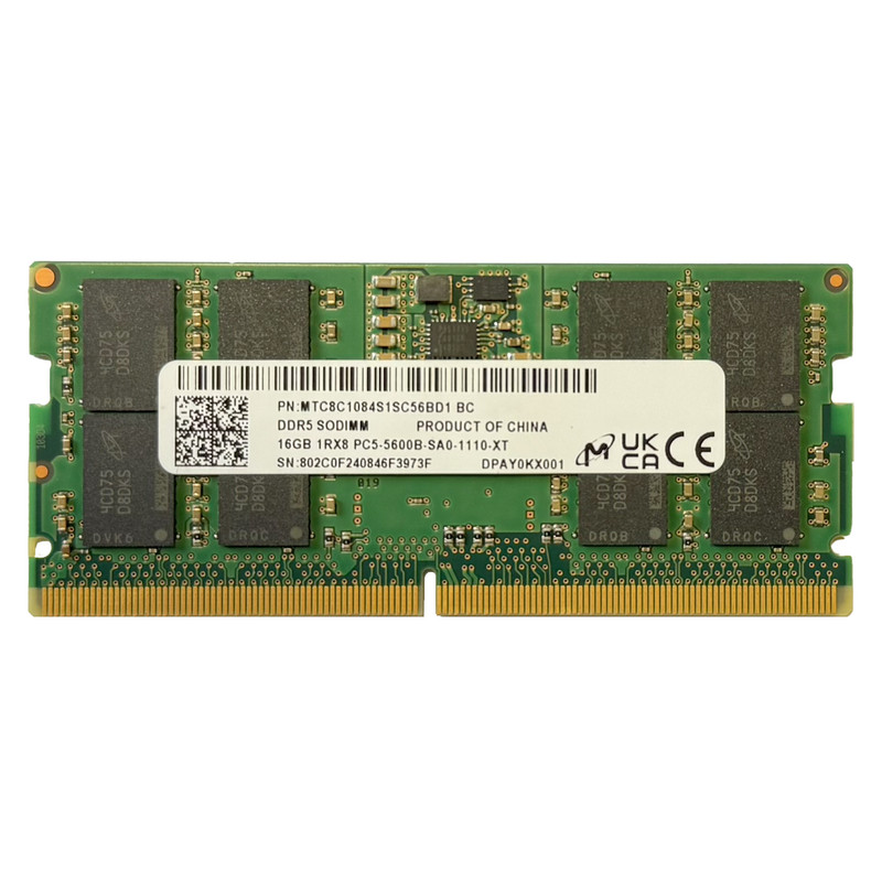 رم لپ تاپ DDR5 تک کاناله 5600B مگاهرتز CL46 میکرون مدل 1Rx8 ظرفیت 16 گیگابایت