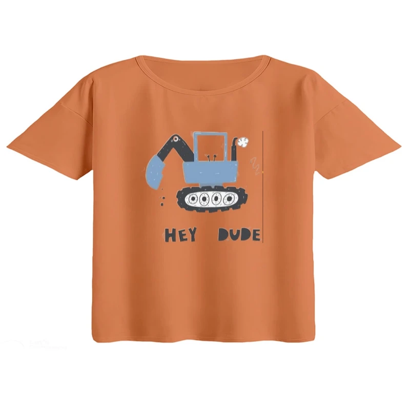 کراپ تی‌شرت آستین کوتاه زنانه مدل ماشین کار کد۶