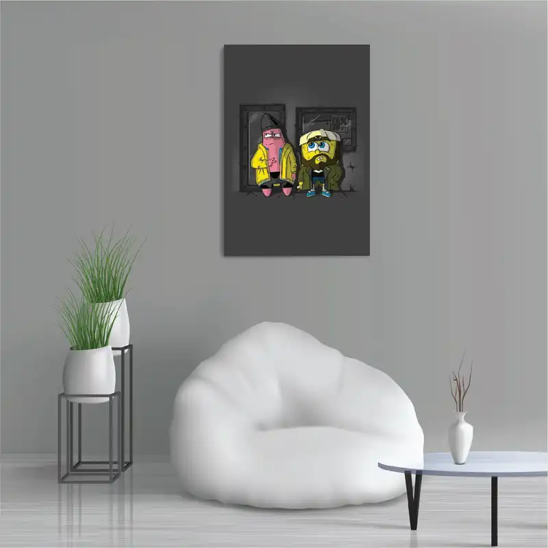 تابلو شاسی طرح انیمیشن سریالی باب اسفنجی شلوار مکعبی و پاتریک استار مدل M0613