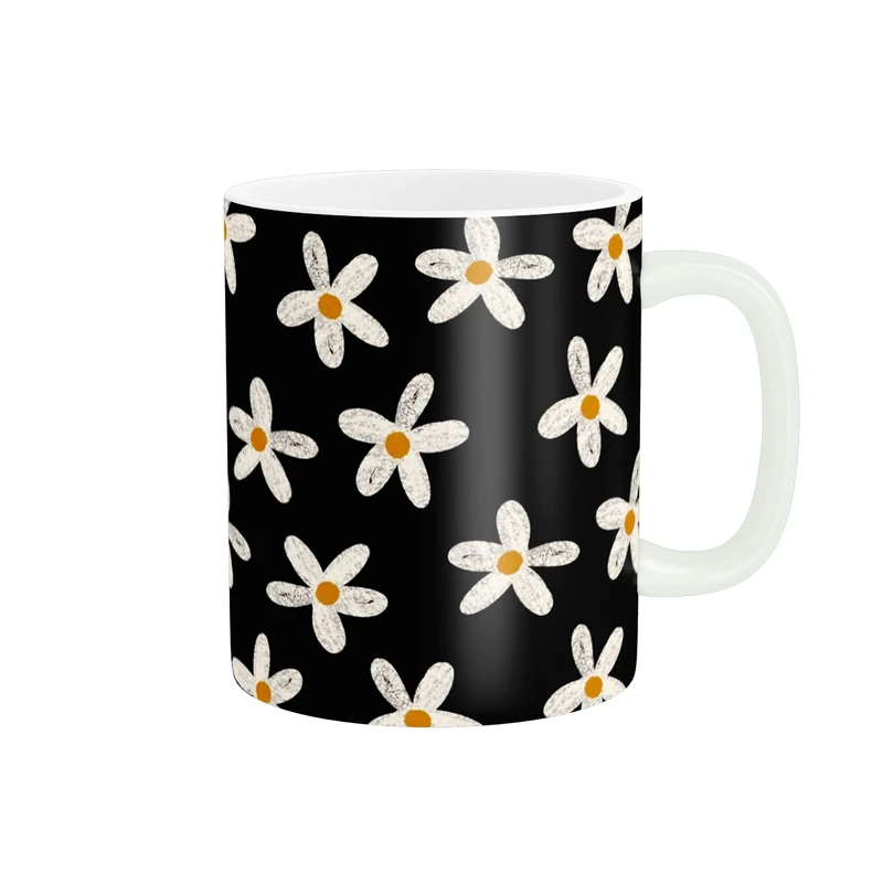 ماگ پاد آفرین طرح گل سفید کد 2042