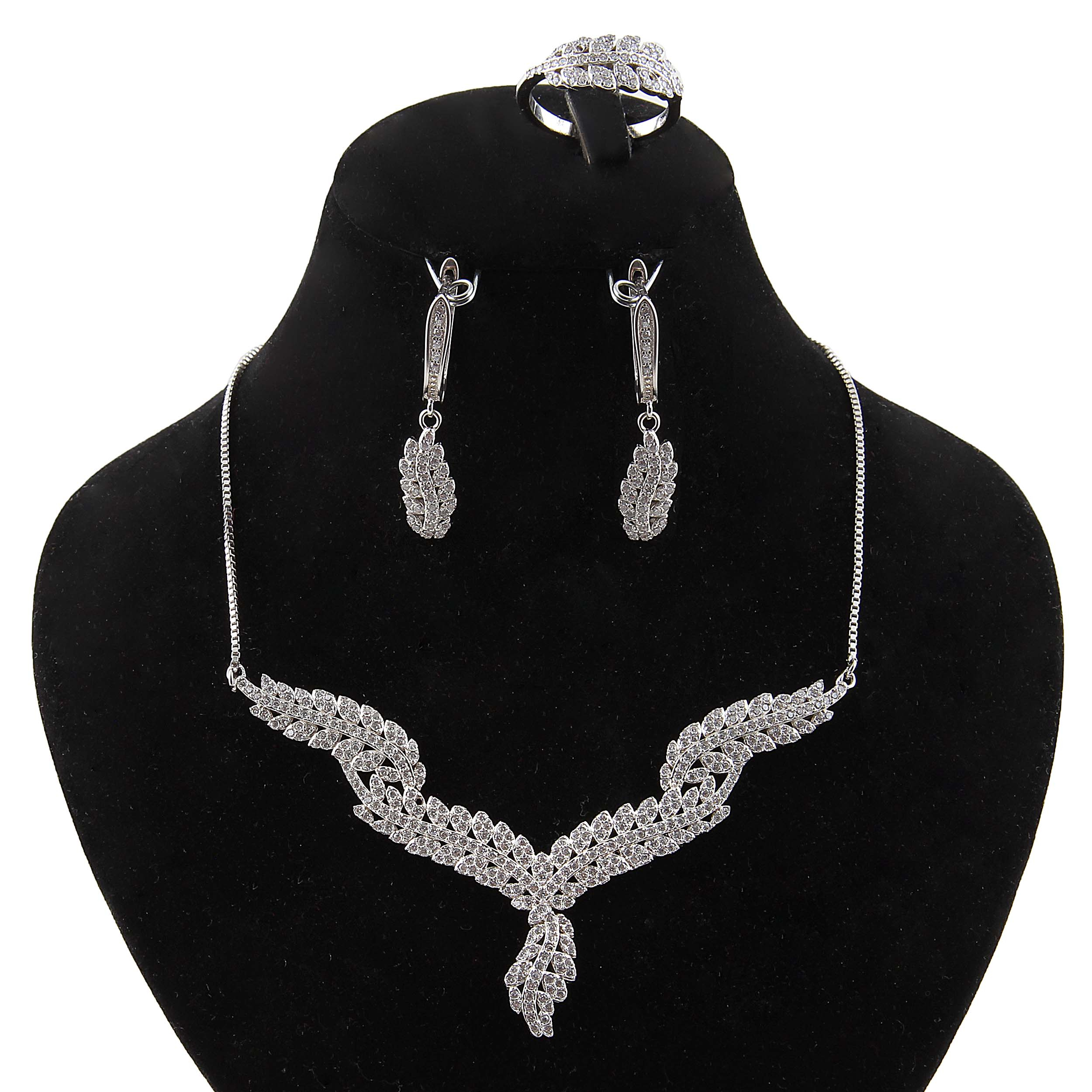 نیم ست نقره زنانه بازرگانی میلادی مدل فانتزی کد NTR_325