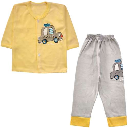 ست شومیز و شلوار نوزادی مدل تاکسی کد 3929 رنگ زرد
