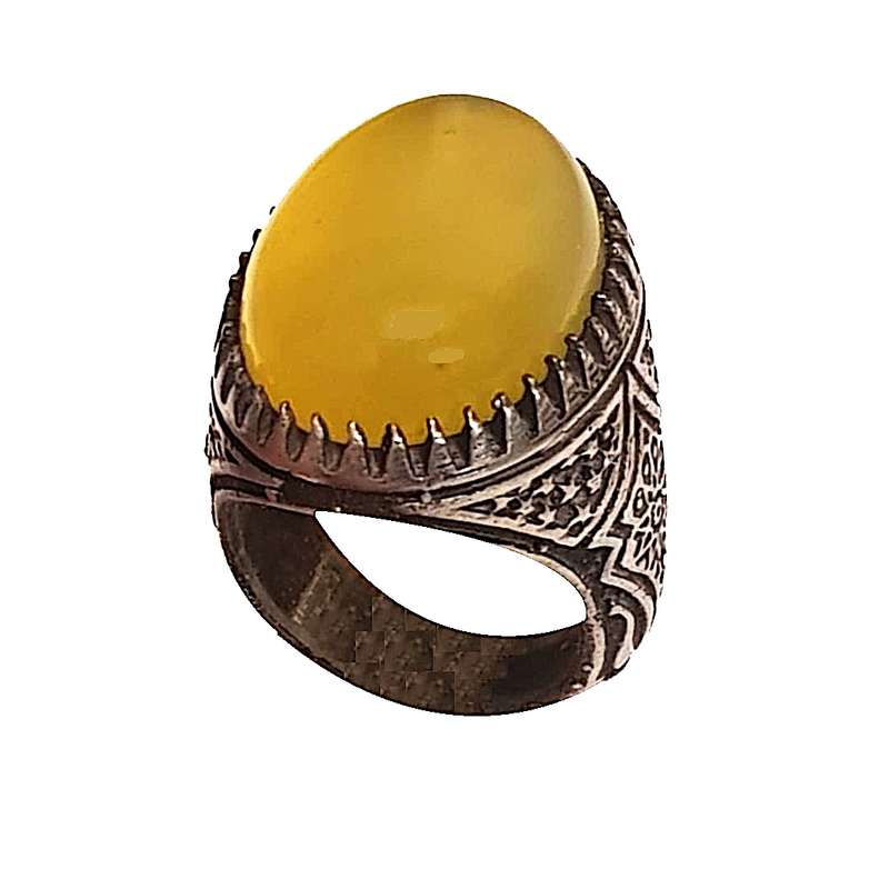 انگشتر نقره مردانه مدل عقیق یمانی شرف الشمس