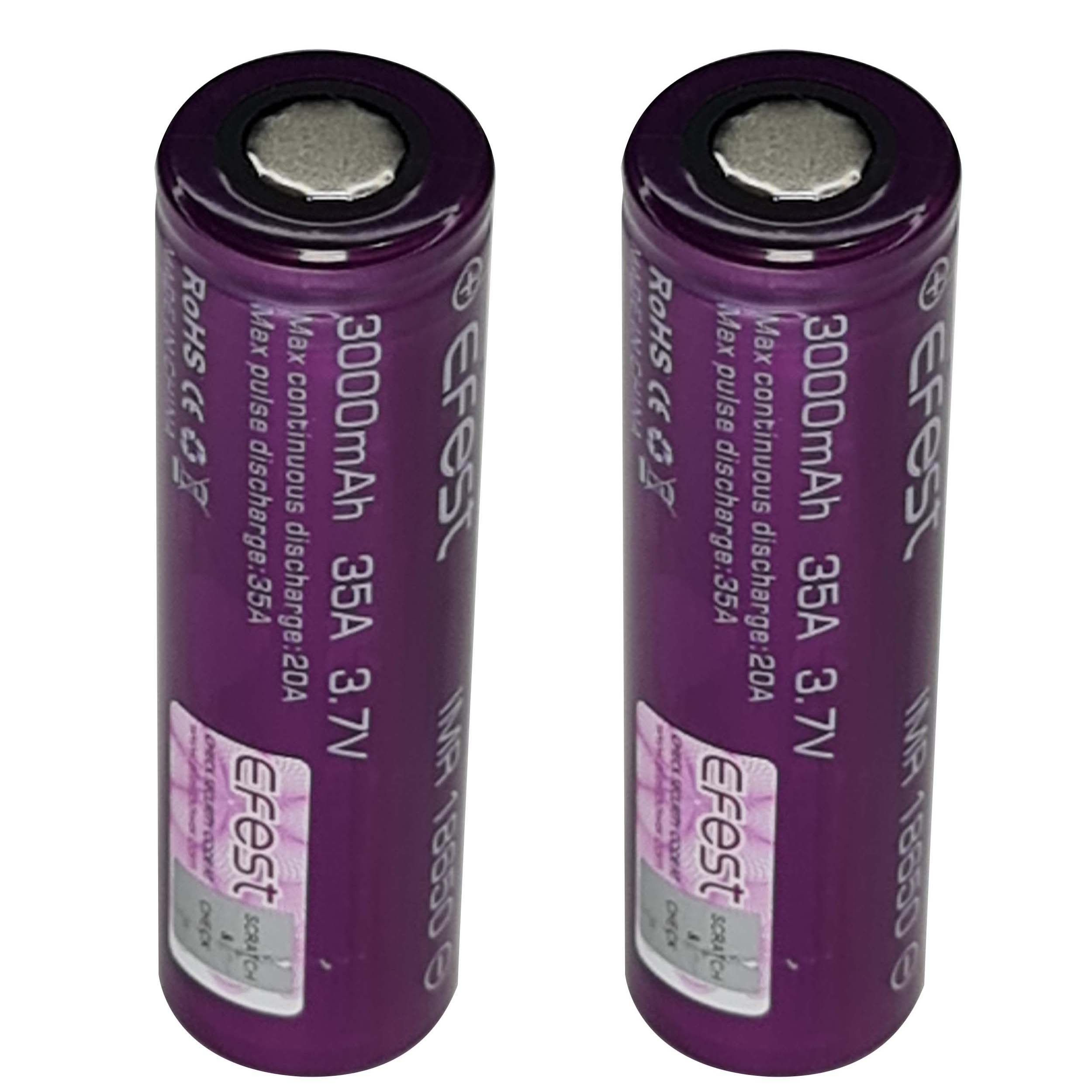 باتری لیتیوم یون قابل شارژ افست مدل HP-18650-35A ظرفیت 3000 میلی آمپر ساعت بسته دو عددی