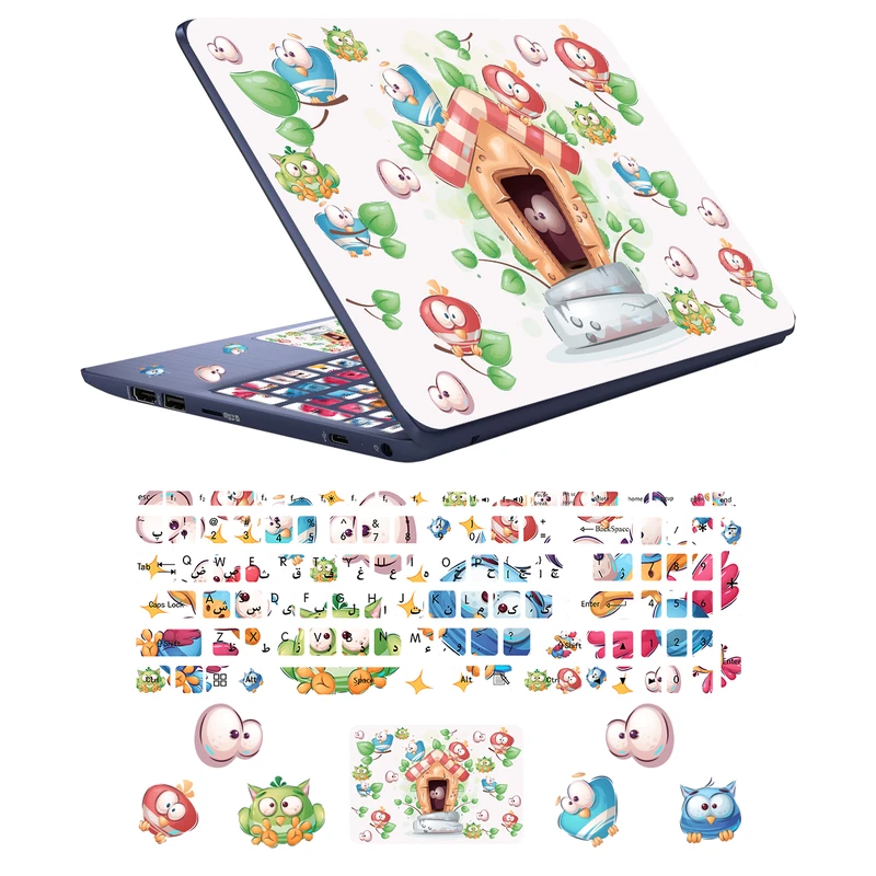  استیکر لپ تاپ طرح ct-owl کد 02 مناسب برای لپ تاپ 17 اینچی به همراه برچسب حروف فارسی کیبورد