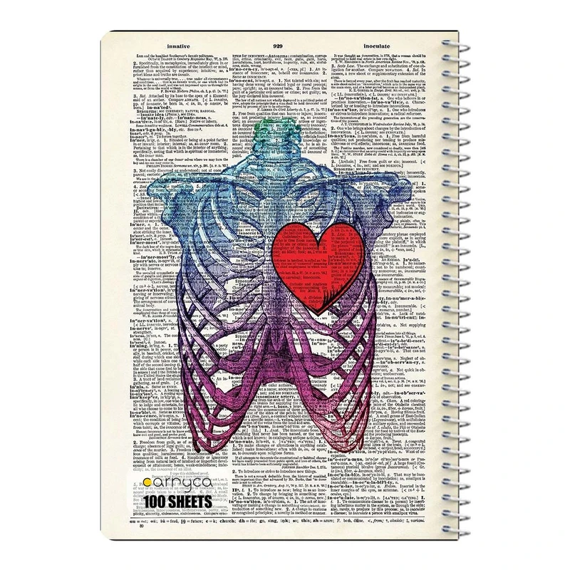 دفتر مشق 100 برگ سیمی کارنیکا طرح روزنامه وینتج قفسه سینه Vintage Newspaper Chest Anatomy کد 77093