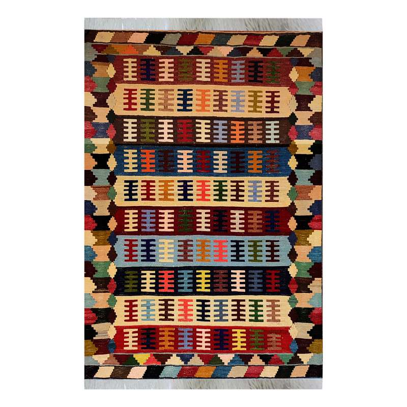 گلیم دستباف یک و نیم متری طرح مدرن مدل AA