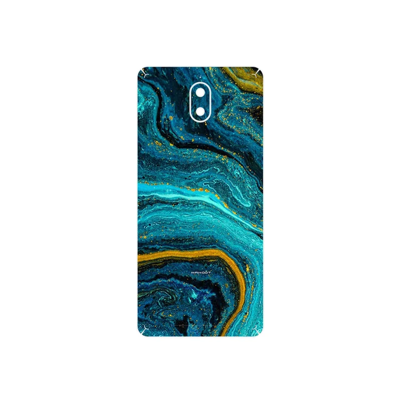 برچسب پوششی ماهوت مدل Turquoise marblewith golden streaks مناسب برای گوشی موبایل نوکیا 3.1