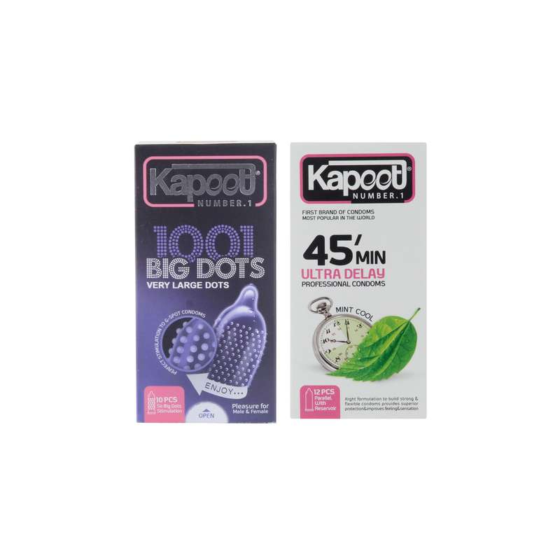 کاندوم کاپوت مدل BIG DOTS بسته 10 عددی به همراه کاندوم کاپوت مدل 45min بسته 12 عددی کاندوم کاپوت مدل BIG DOTS بسته 10 عددی به همراه کاندوم کاپوت مدل 45min بسته 12 عددی
