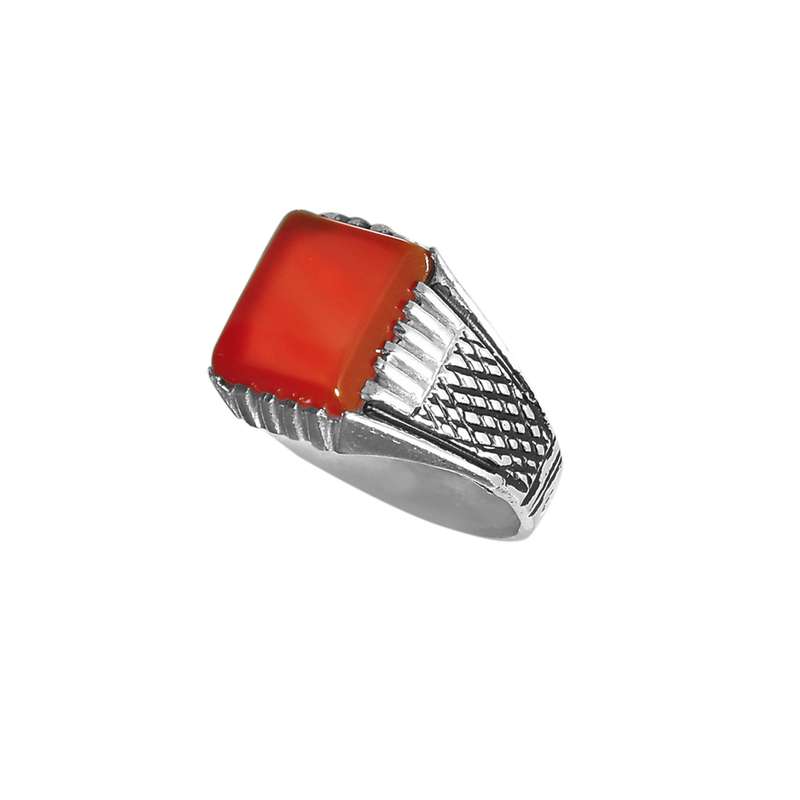 انگشتر نقره مردانه نقره جات لطفی مدل عقیق کد ANMS013E01