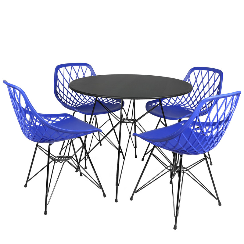 میز و صندلی ناهارخوری چهار نفره مدل الماس فایبرگلاس پایه فلزی GM