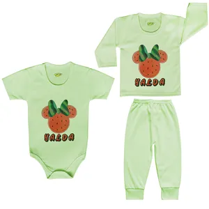 ست 3 تکه لباس نوزادی کارانس طرح یلدا مدل PRSGST-4016