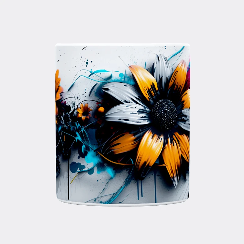 ماگ حس آمیزی طرح گل‌های بهاری کد 15 