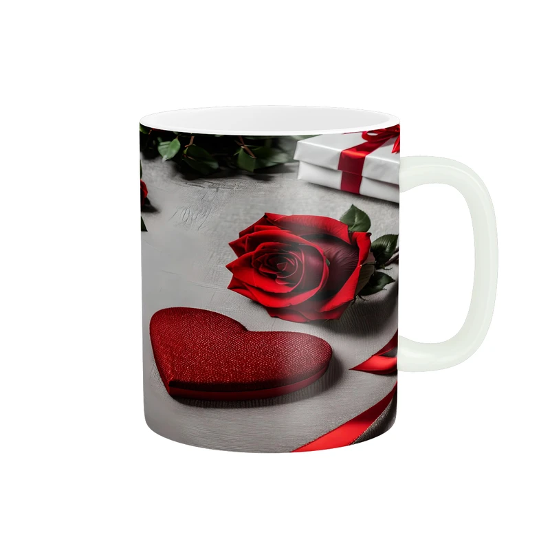 ماگ پاد آفرین مدل فانتزی طرح گل رز قلب عشق love عاشقانه کادو کد p12043