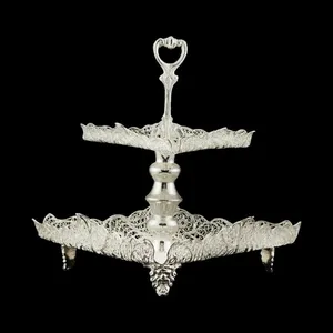 شرینی خوری ملیله کاری دو طبقه گرد کد 1490
