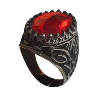 انگشتر نقره مردانه مدل یاقوت شمش YS212225