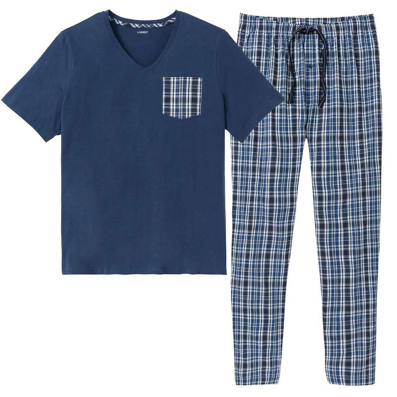 ست تی شرت و شلوار مردانه لیورجی مدل یکتا کد checkLux2022 رنگ آبی
