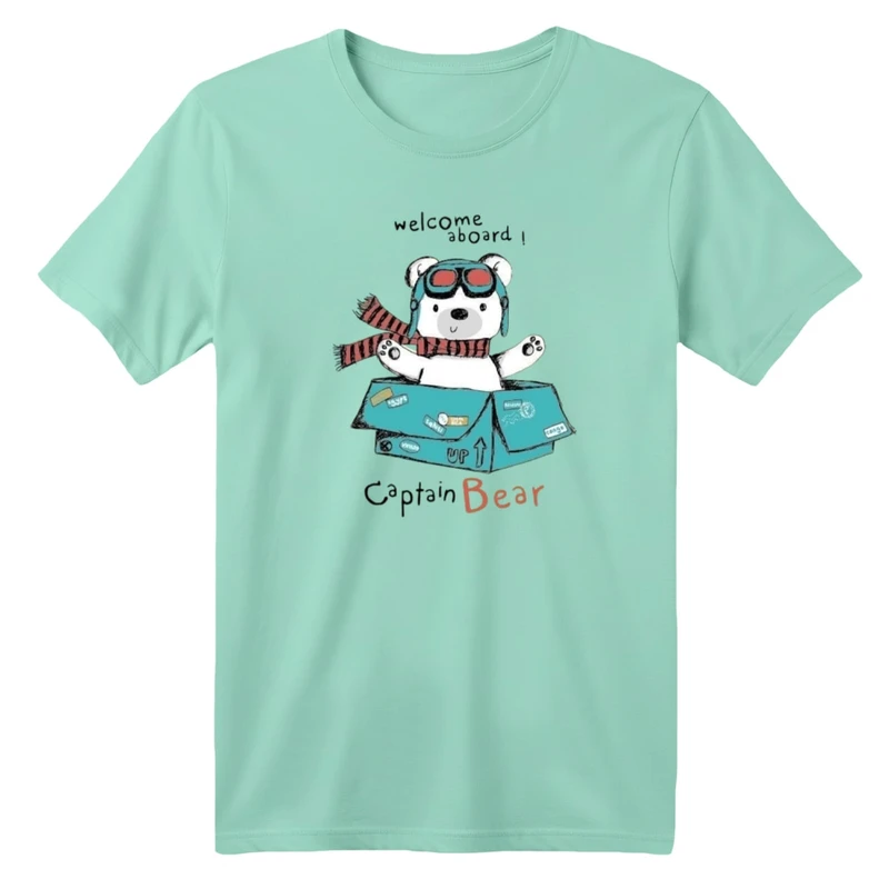 تی شرت آستین کوتاه یقه گرد بچگانه مدل خرس و جعبه