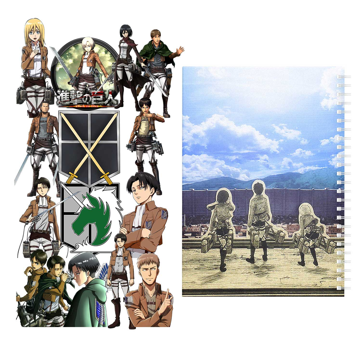 دفتر مشق باژیکان طرح انیمه اتک آن تایتان Attack On Titan کد 20211470 به همراه استیکر لپ تاپ مجموعه 14 عددی