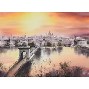 نقاشی آبرنگ طرح غروب کد 023