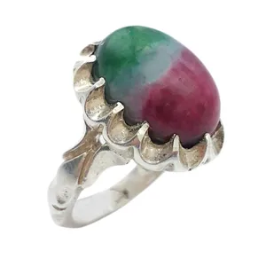 انگشتر نقره مردانه مدل عقیق رنگین کمانی کد 3597468