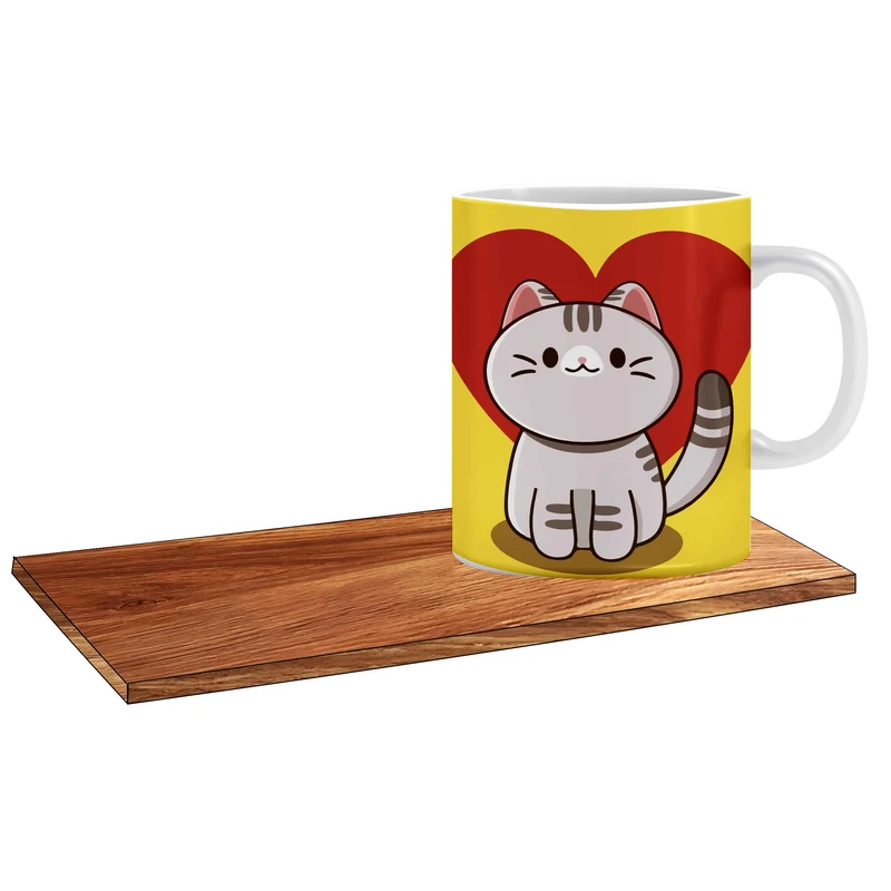 ماگ ال ایکس پی طرح گربه کارتونی کد 401 به همراه زیر لیوانی