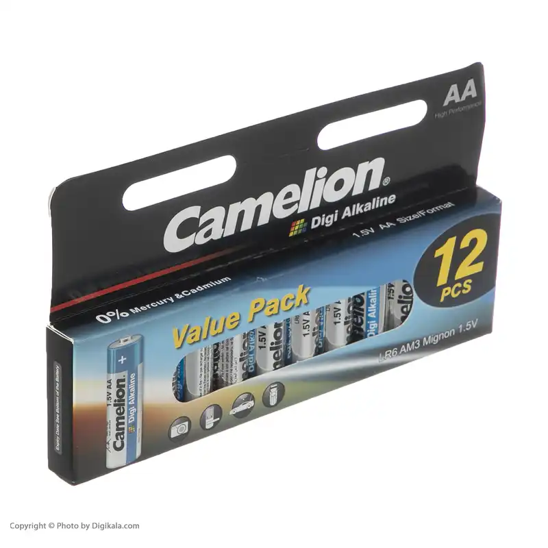 باتری قلمی کملیون مدل digi alkaline بسته 12 عددی