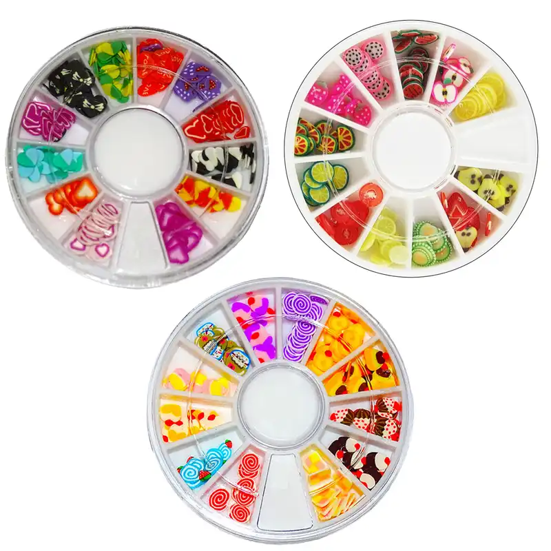 تزیین ناخن مدل شکلات ها و میوه ها و قلب مجموعه 3 عددی