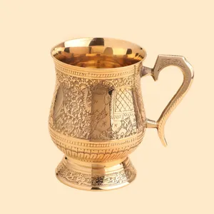 لیوان برنجی مدل  قلم زنی دسته دار فیل 4103