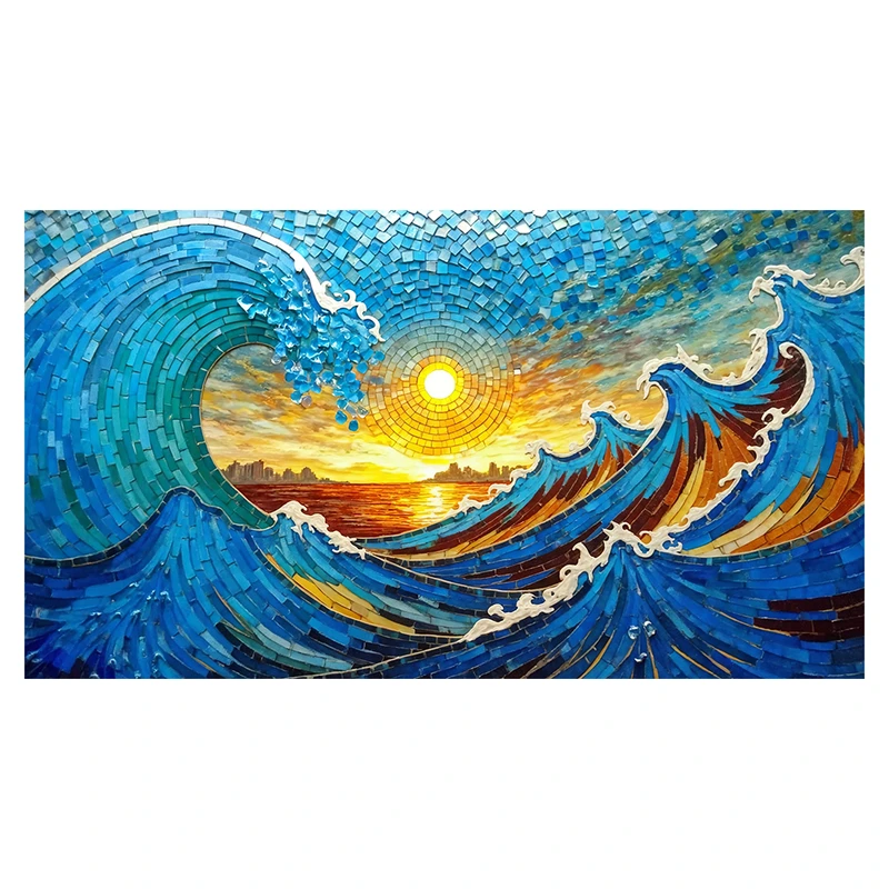 کاغذ دیواری مدل موج کاشی طلوع خورشید کد AR3060556