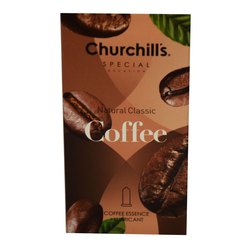 کاندوم چرچیلز مدل Natural Classic Coffee  بسته 12 عددی