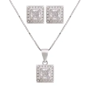 نیم ست نقره زنانه مدل مربع کد M3104