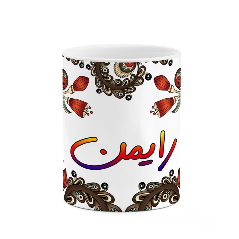 ماگ کاکتی مدل اسم رایمن طرح سنتی گل و بته کد mgh45191