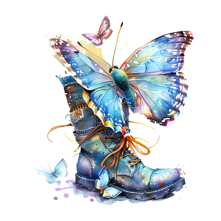 استیکر پارچه و لباس پاد آفرین مدل کارتونی فانتزی طرح پروانه کد S5471