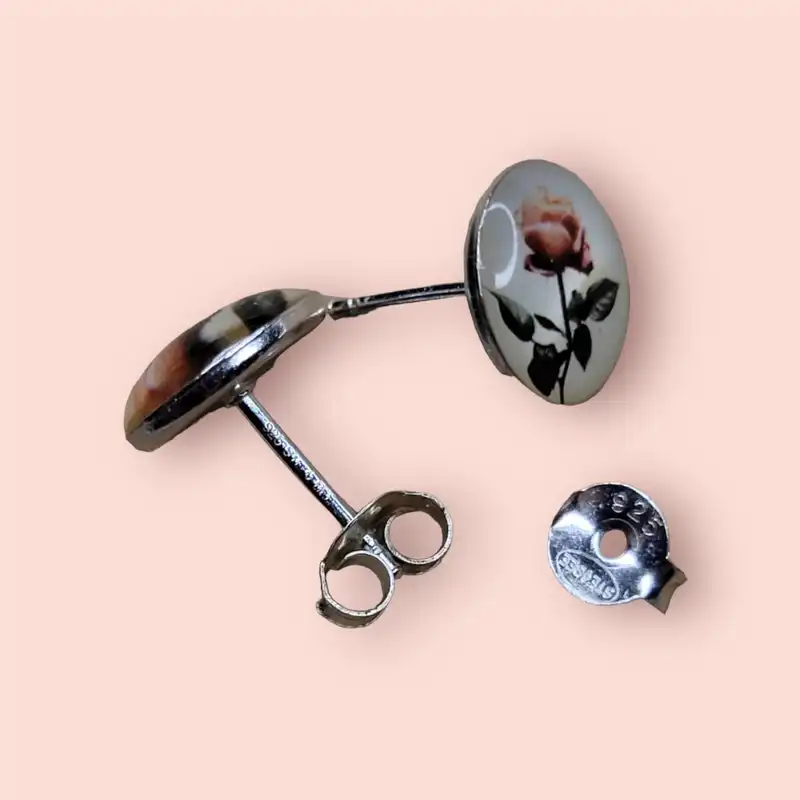 گوشواره نقره زنانه آی ام مدل گل رز کد 3769