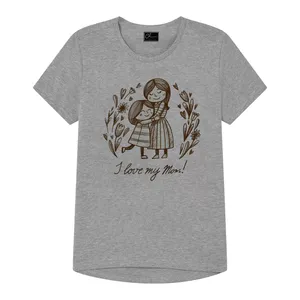 تی شرت دخترانه مدل مادر کد J90 رنگ طوسی