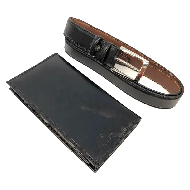 ست هدیه مردانه سرزمین چرم مدل 131015 رنگ مشکی