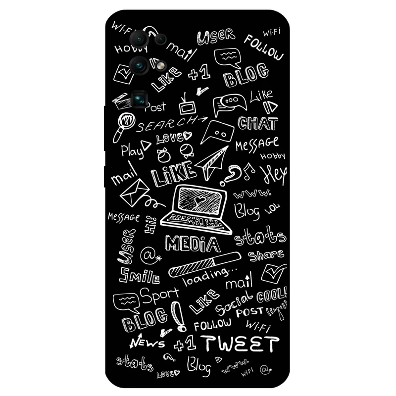 کاور مگافون طرح رسانه های اجتماعی مدل 1898 مناسب برای گوشی موبایل آنر 30       